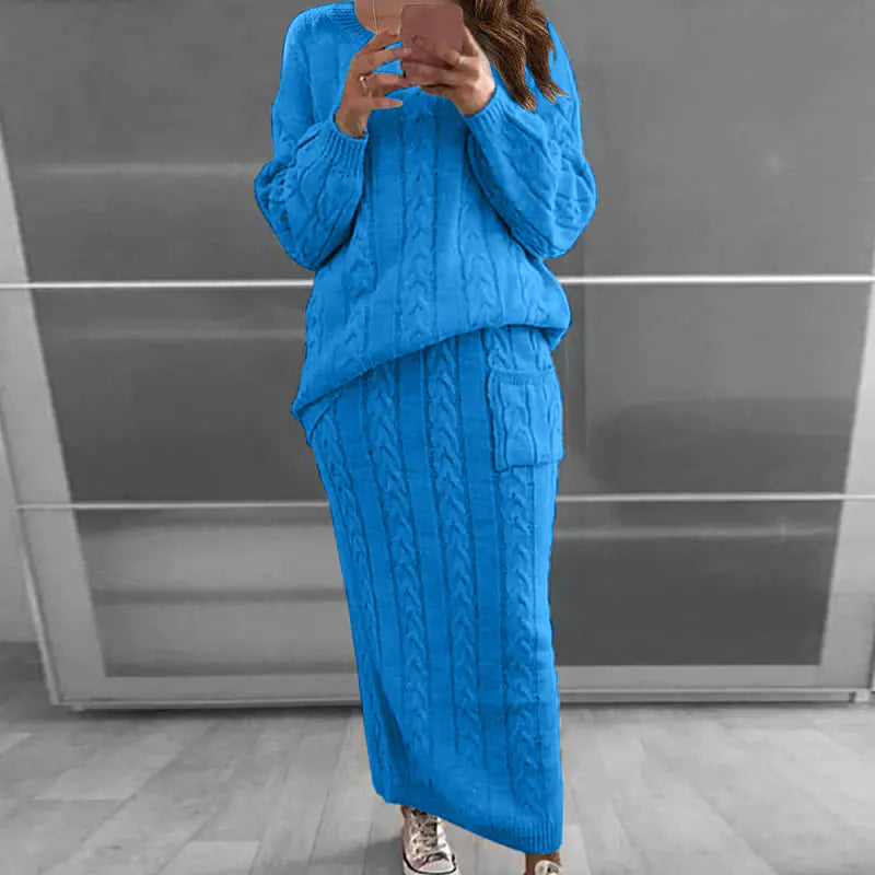 Autumn Winter Women's Fashion Sweater Dress Set