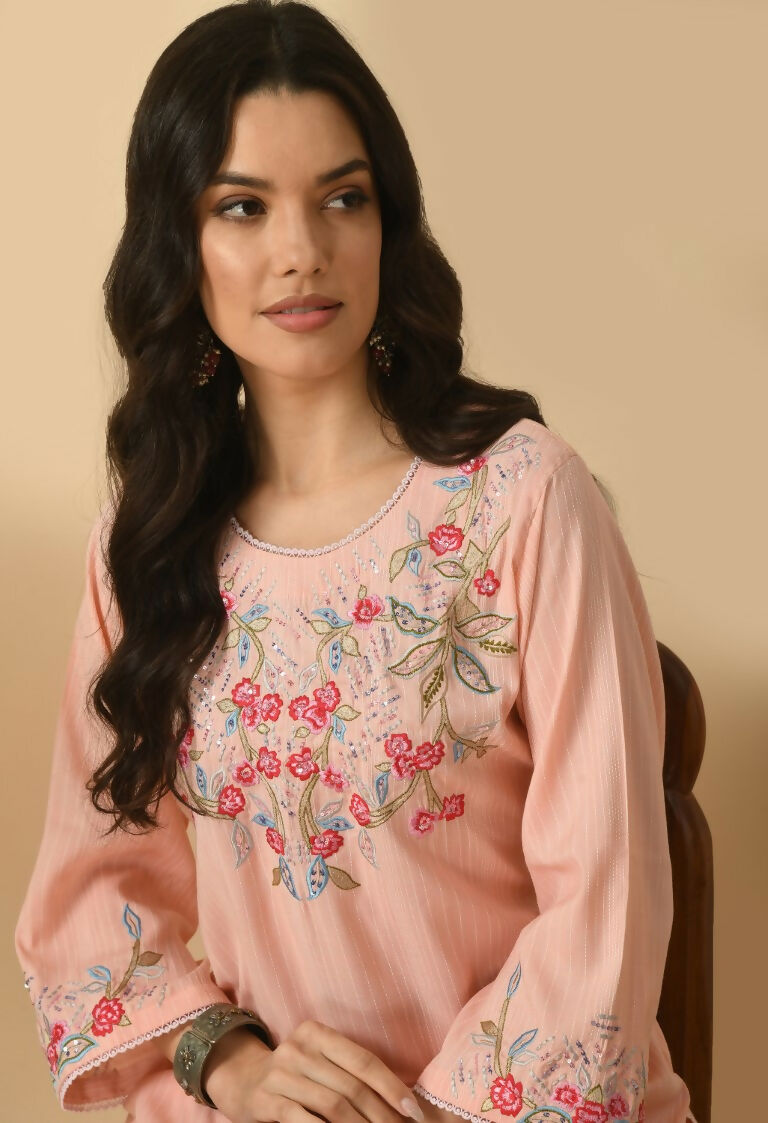 Peach Cotton Rayon Kurta Set - Soft Everyday Ethnic Wear