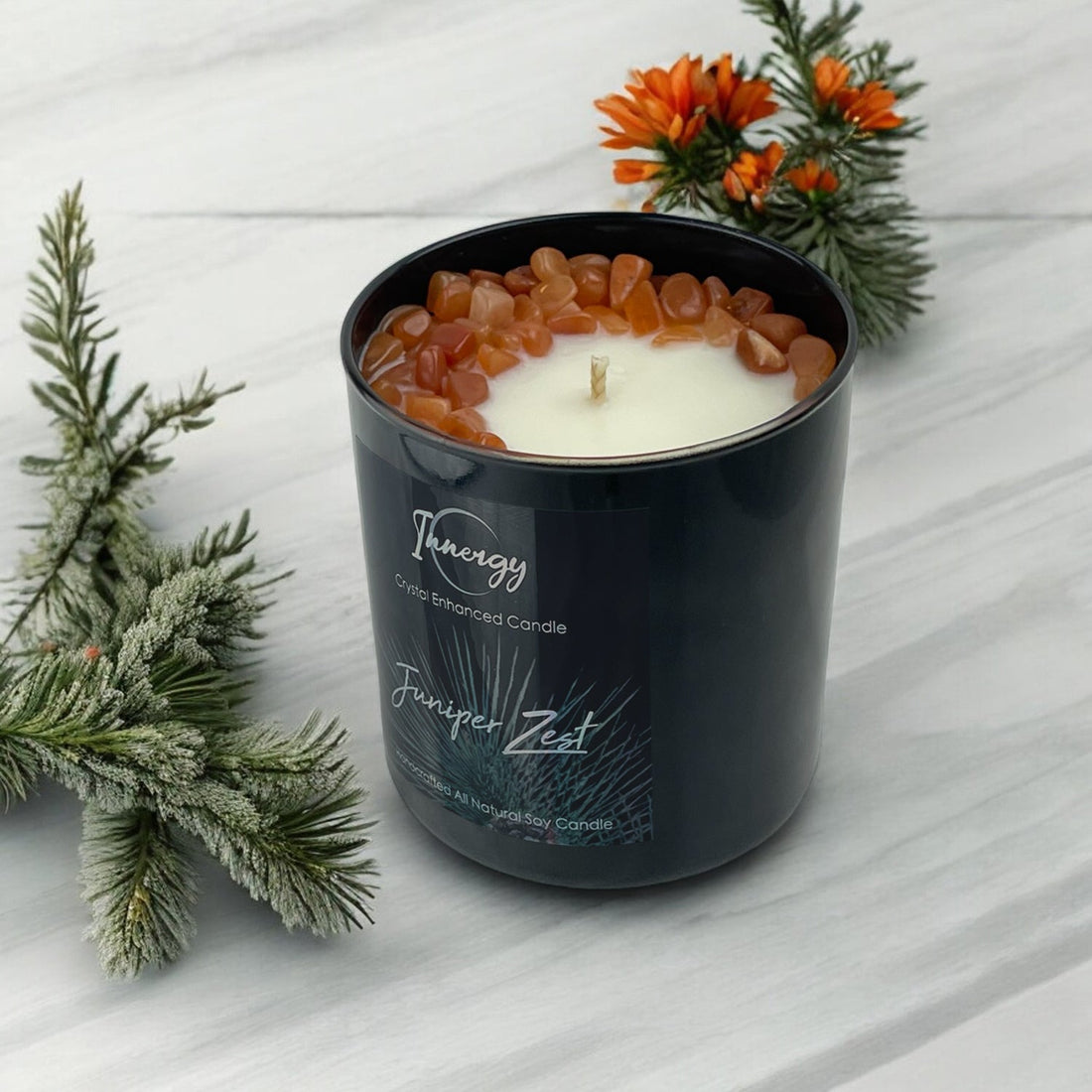 Juniper Zest Crystal Candle, 10oz