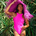 The Jupiter Open-back Recycled One-piece Swimsuit in Hot Pink