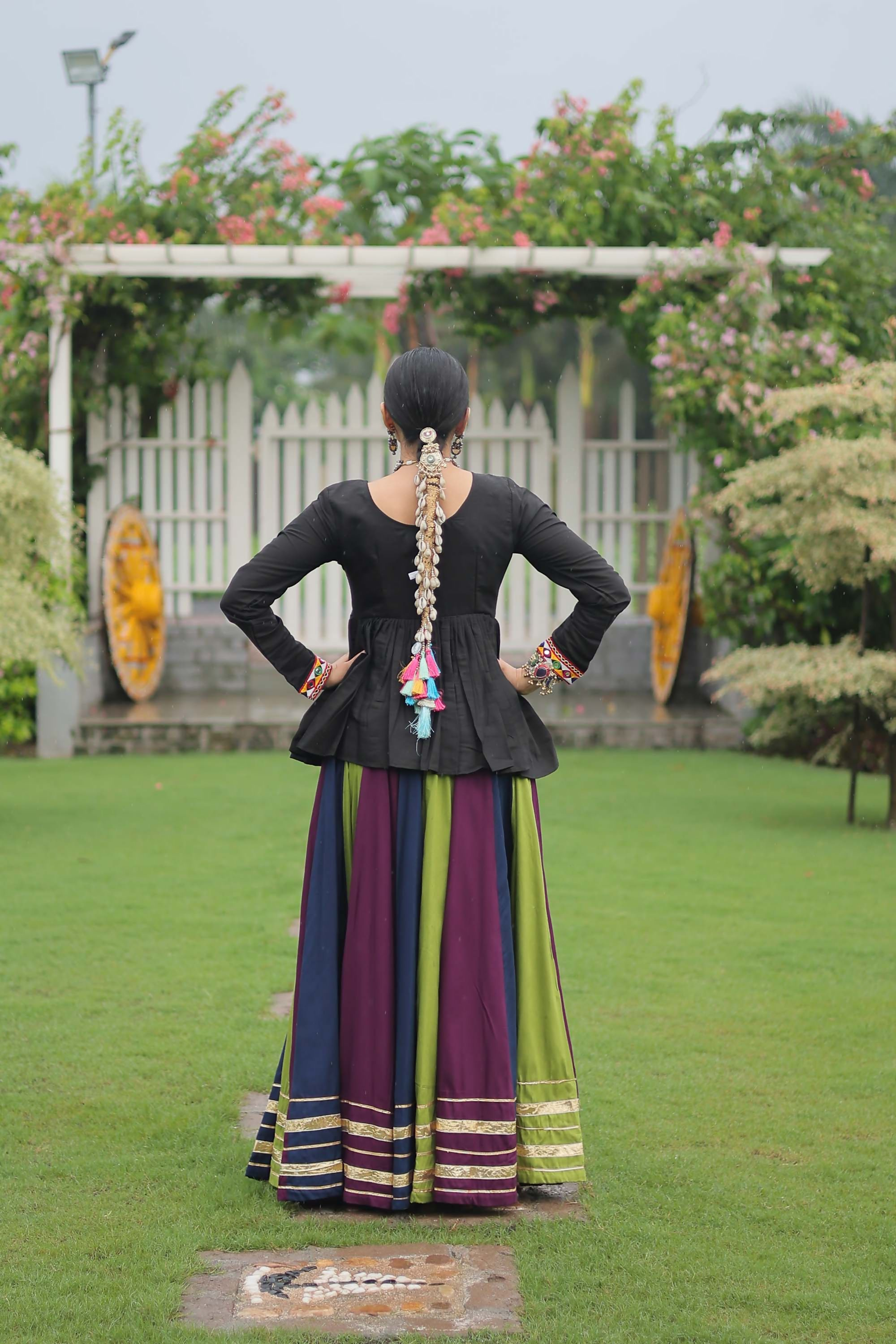 Multicolor Rayon Gota-Patti Lace Lehenga Choli Ethnic Set
