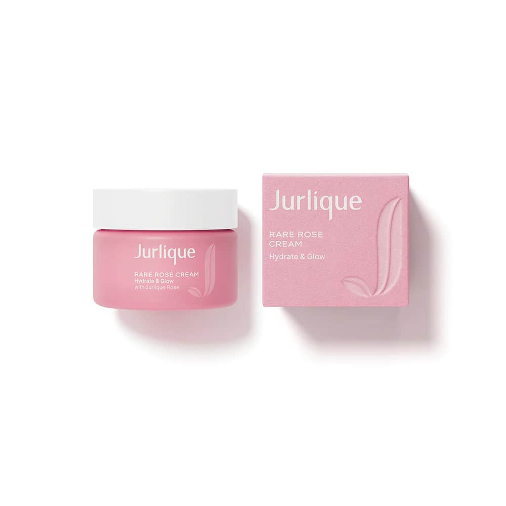 Jar of Jurlique Rare Rose Cream moisturizer for 24-hour hydration.