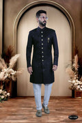 A toddler-sized blue kurta with subtle self-design patterns and matching pyjamas.