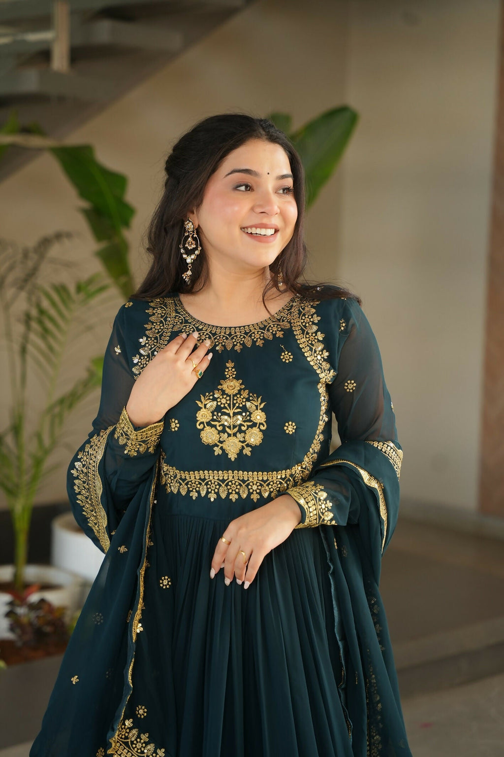 Rama Georgette Kurta Set with Intricate Sequence Embroidery