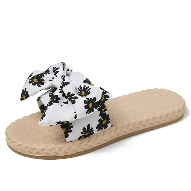 Women's Floral Bow Slip-On Flat Beach Sandals - Image 5