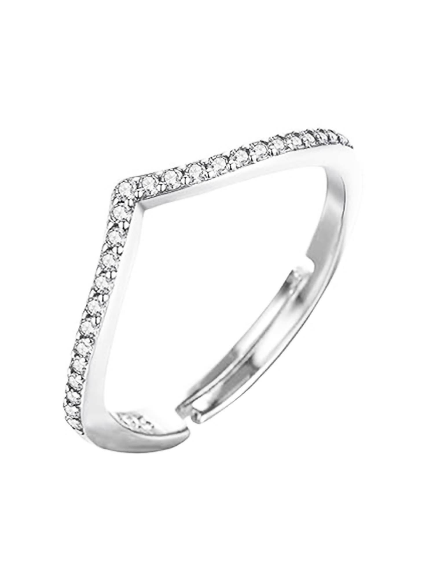 Adjustable silver-tone brass ring worn on a finger showing minimalist design