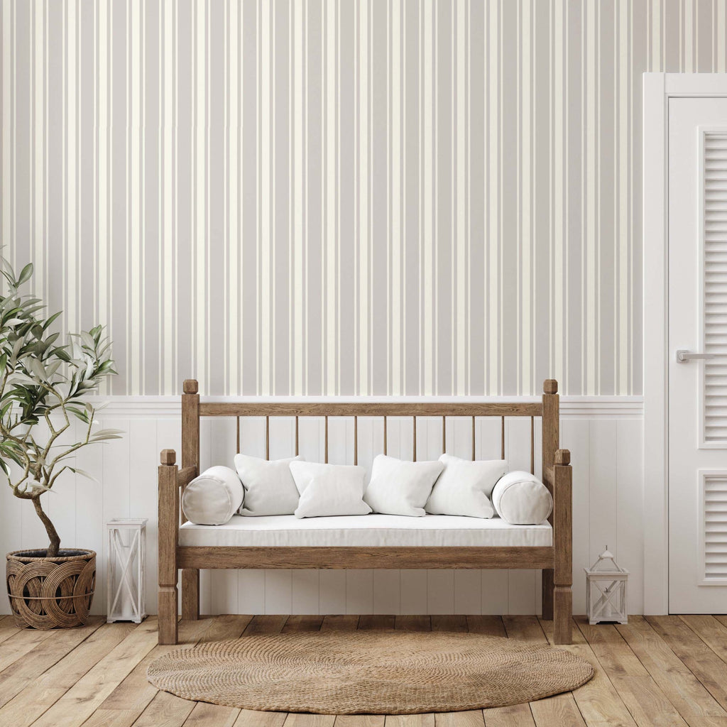 Janis Striped Removable Wallpaper in Cream and White
