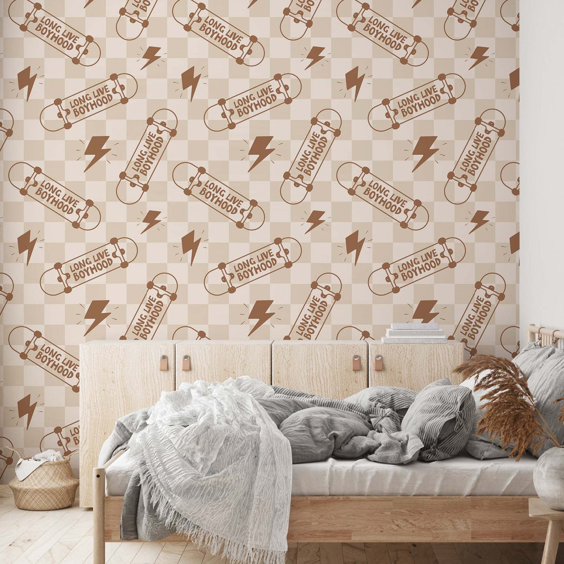 Jax Geometric Skater Wallpaper in Beige and Brown