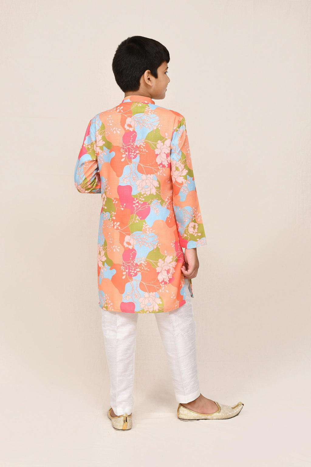 Multicolor Linen Cotton Kurta Set with Straight Fit Pants