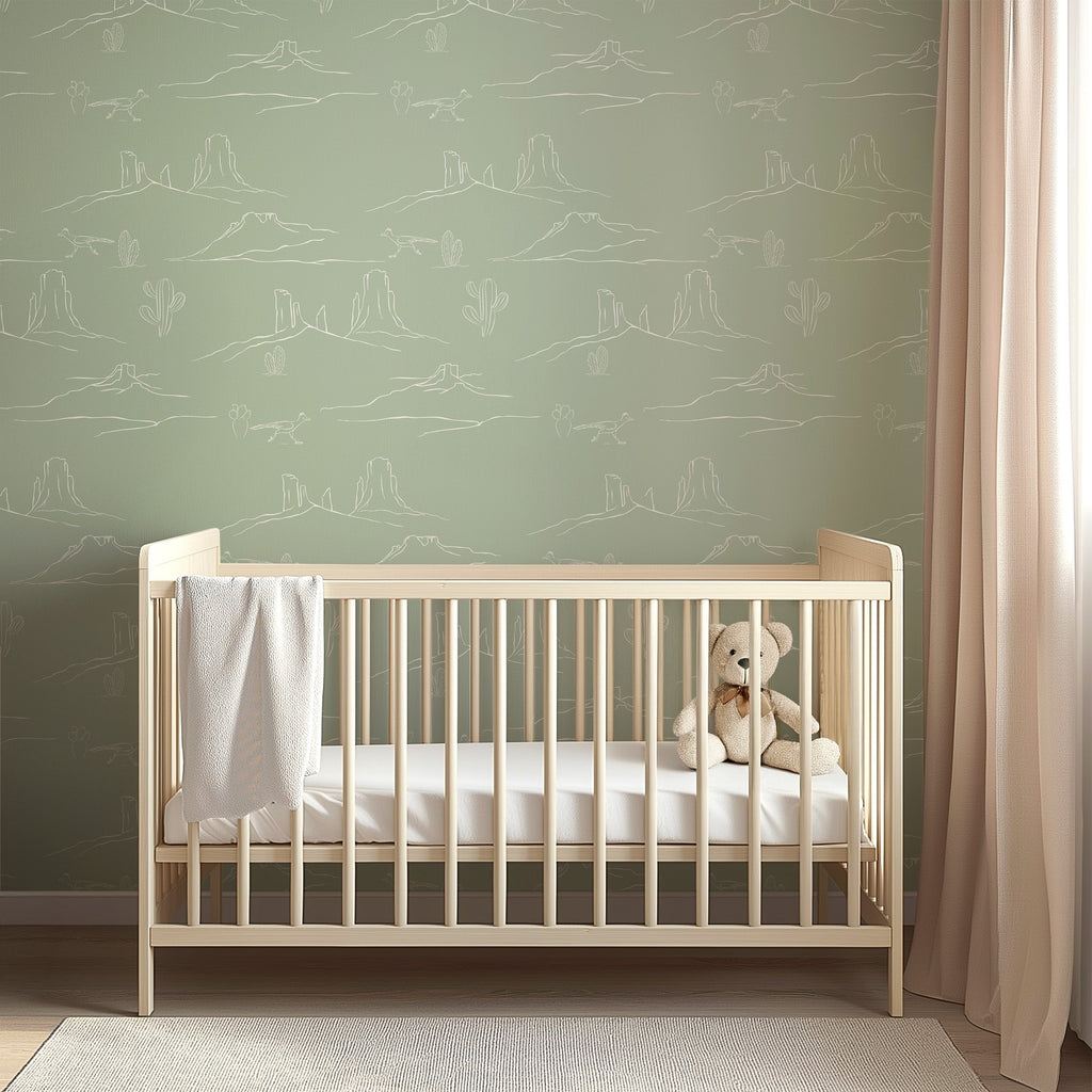 Jeb Abstract Removable Wallpaper in Sage-Green and Off-White