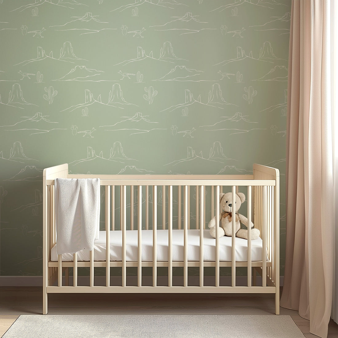 Jeb Abstract Removable Wallpaper in Sage-Green and Off-White