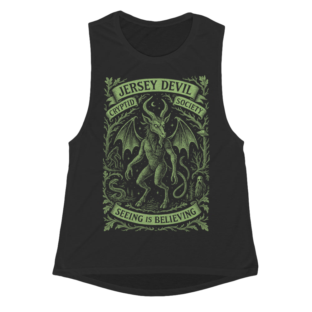 Girls tank top featuring Jersey Devil Cryptid Society graphic art