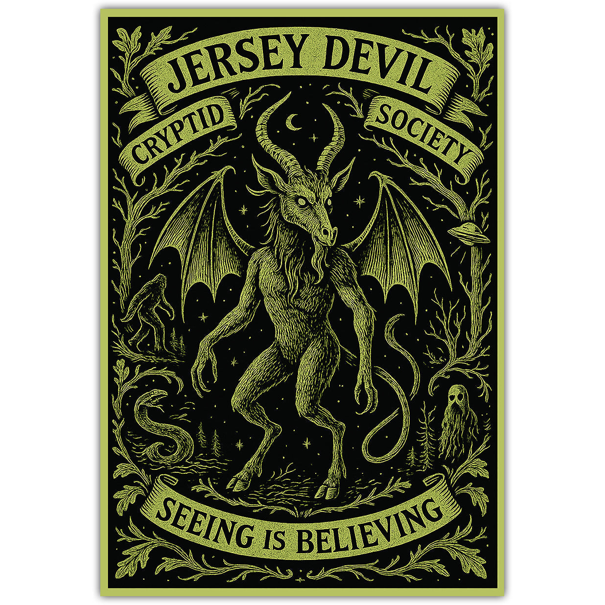 Jersey Devil Cryptid Society flexible magnet rectangular design