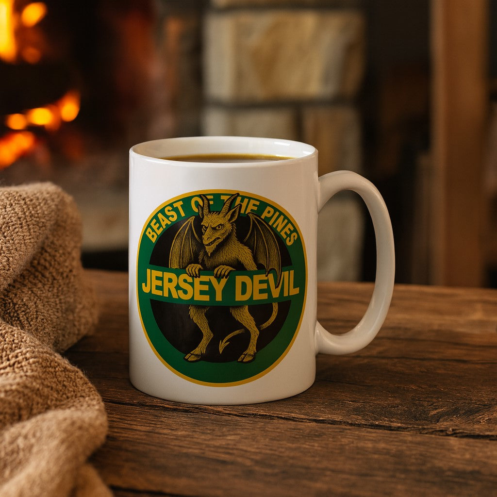 Jersey Devil Highway Sign Mug - Pine Barrens Cryptid Coffee Cup