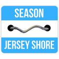 Flexible magnet featuring a Jersey Shore season beach badge design