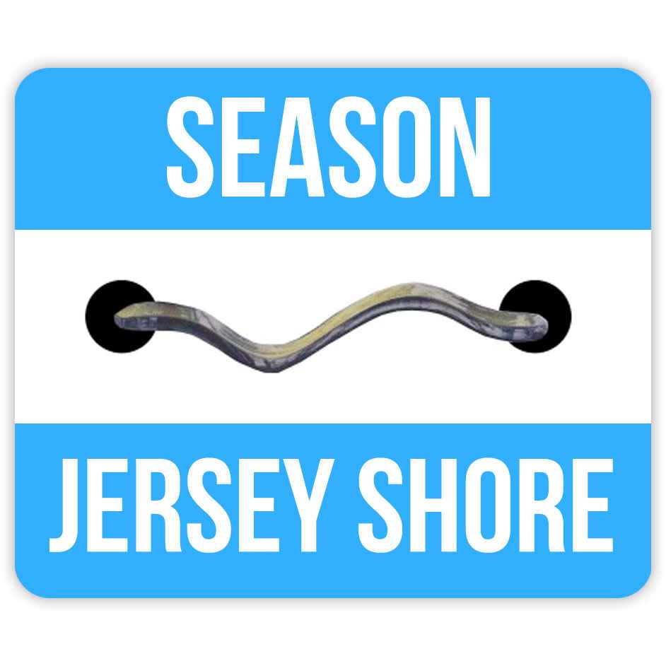 Flexible magnet featuring a Jersey Shore season beach badge design