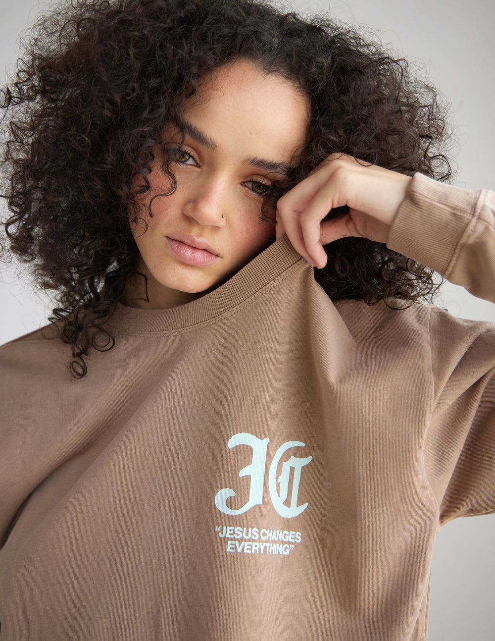 Jesus Changes Everything Long Sleeve Heavyweight Boxy Tee