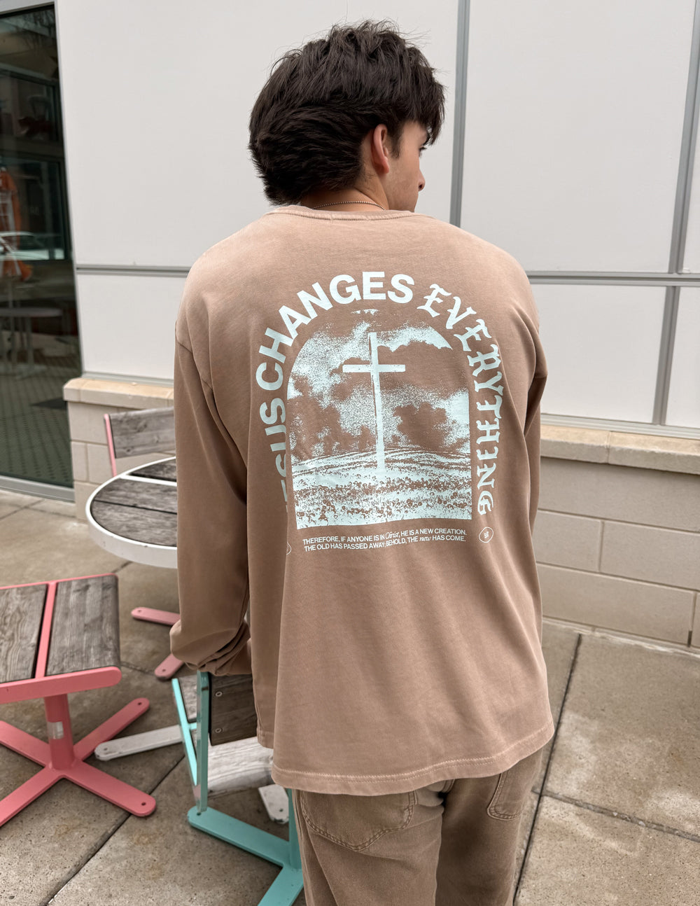 Jesus Changes Everything Long Sleeve Heavyweight Boxy Tee