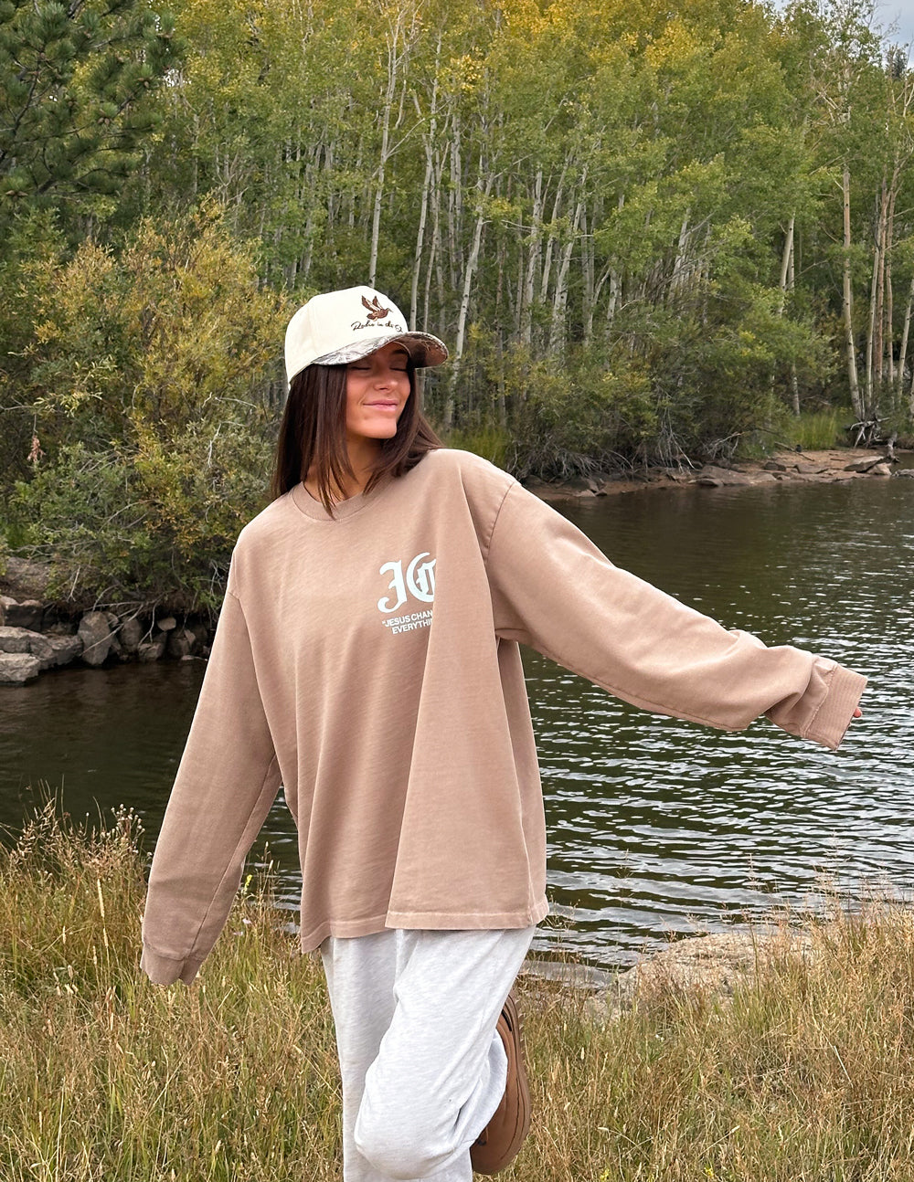 Jesus Changes Everything Long Sleeve Heavyweight Boxy Tee
