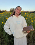 Relaxed fit unisex cotton hoodie featuring Galatians 2:20a script
