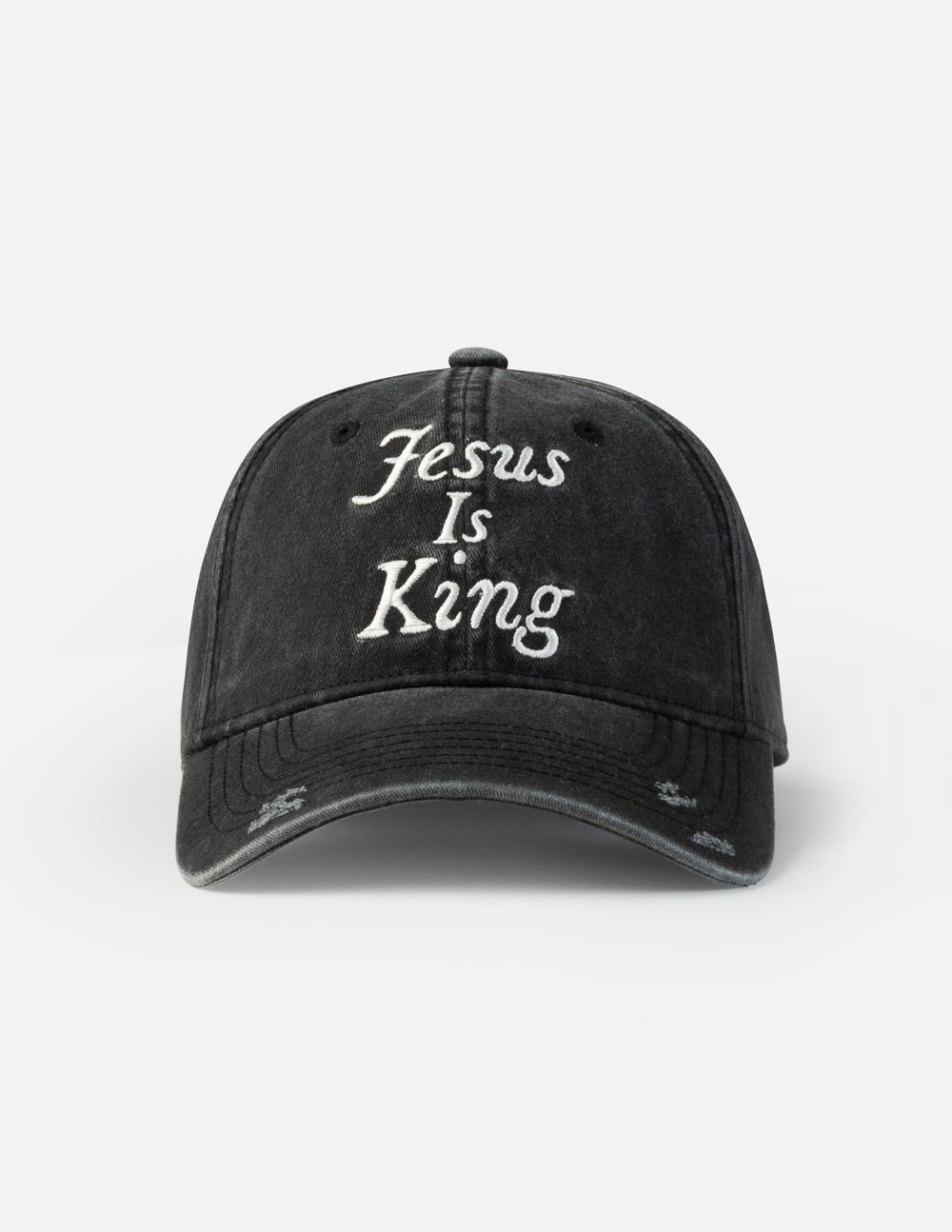 A soft, washed cotton Jesus Is King baseball cap with a relaxed fit and buckle closure.
