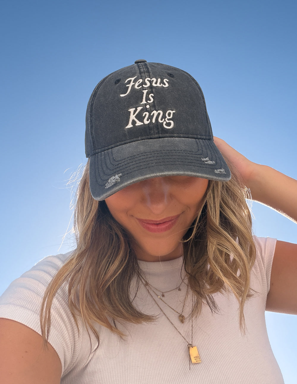 Jesus Is King Embroidered Washed Cotton Dad Hat - Relaxed Fit