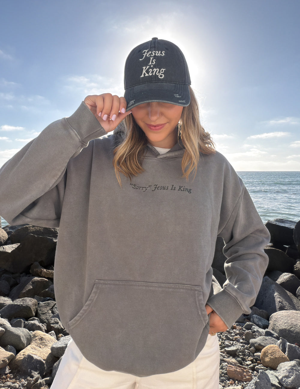 Jesus Is King Embroidered Washed Cotton Dad Hat - Relaxed Fit