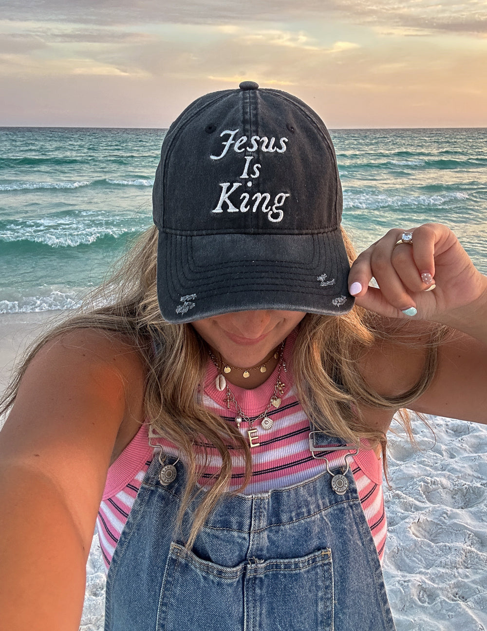 Jesus Is King Embroidered Washed Cotton Dad Hat - Relaxed Fit