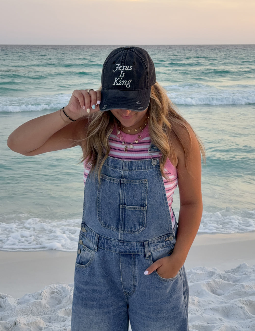 Jesus Is King Embroidered Washed Cotton Dad Hat - Relaxed Fit