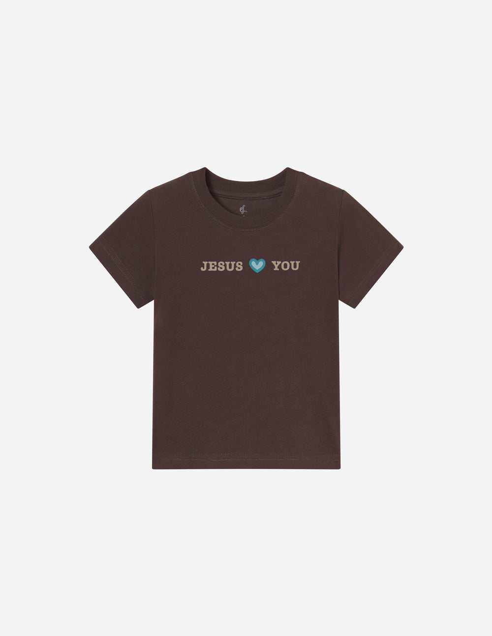 Kids Jesus Loves You Cotton Graphic Tee – Brown & Multi-Color