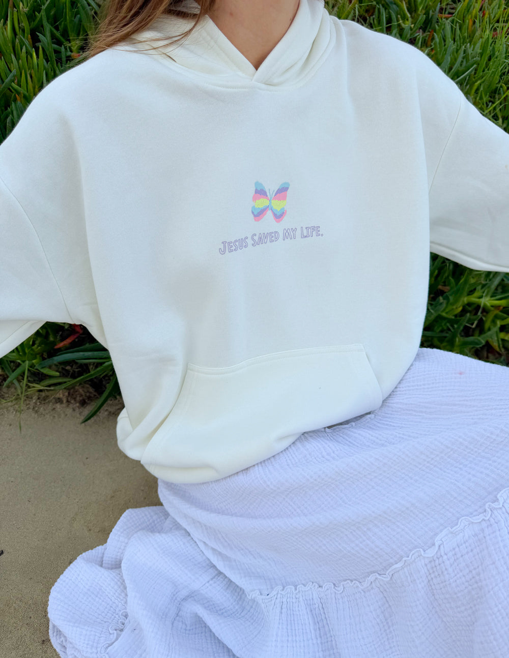 Jesus Saved My Life Unisex Hoodie - Cloud Dancer Comfort Fit