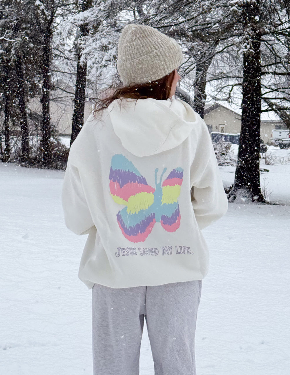 Jesus Saved My Life Unisex Hoodie - Cloud Dancer Comfort Fit