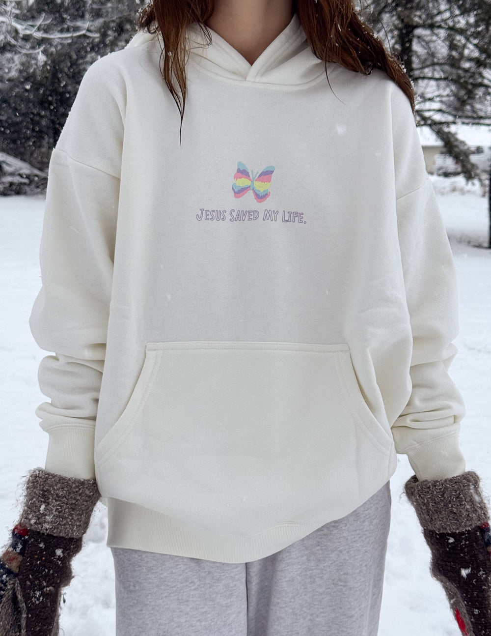 Jesus Saved My Life Unisex Hoodie - Cloud Dancer Comfort Fit