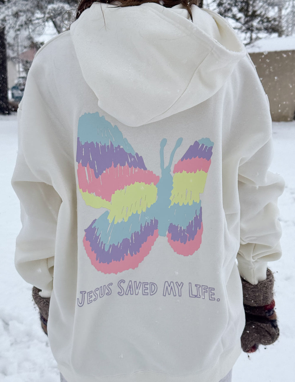 Jesus Saved My Life Unisex Hoodie - Cloud Dancer Comfort Fit