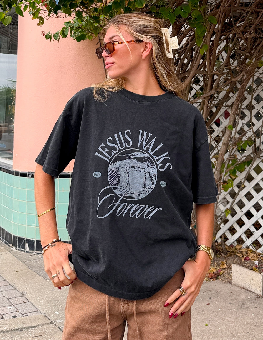 Jesus Walks heavyweight boxy cotton t-shirt with structured drape