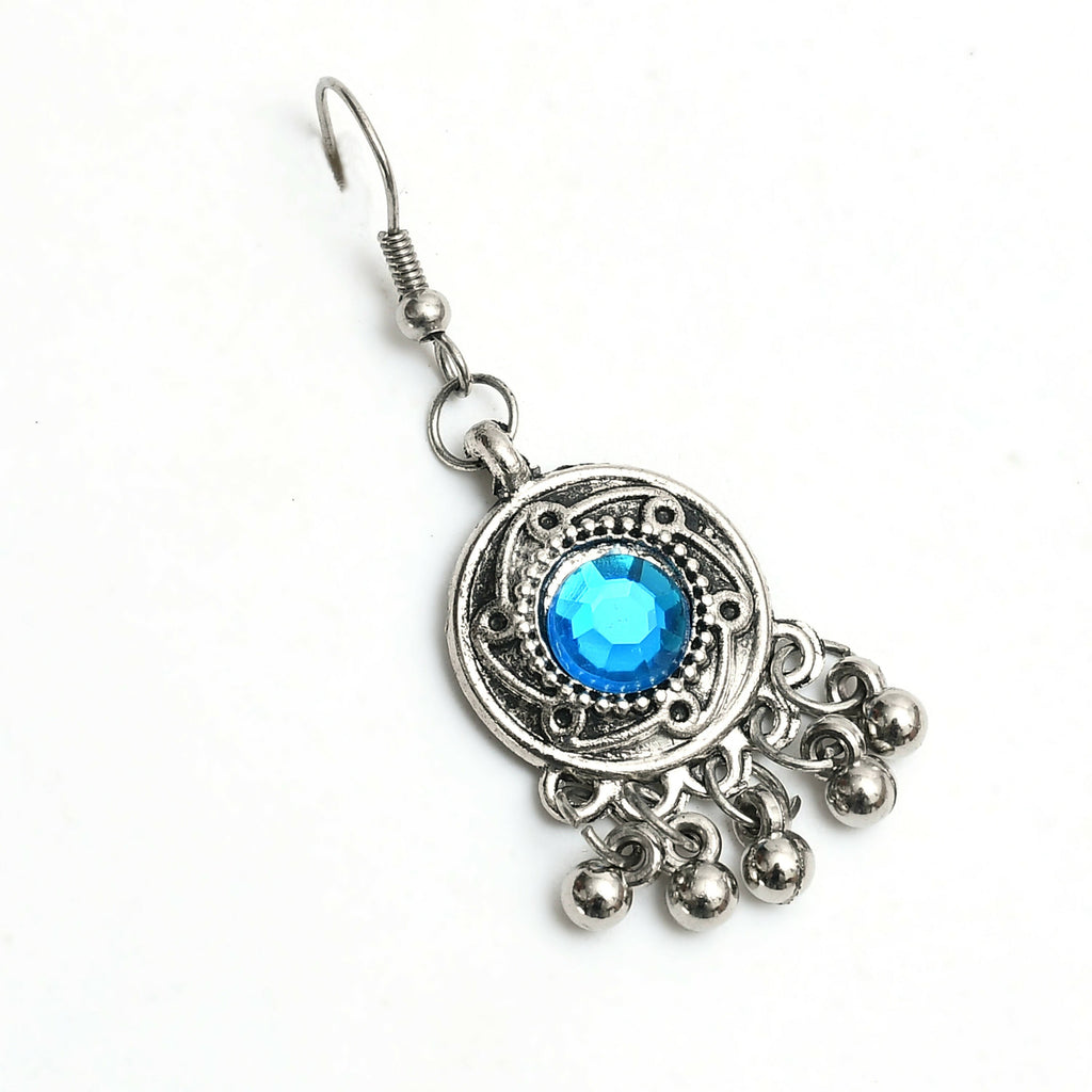 Oxidised Silver-Plated Kundan Choker with Multi-Color Stones