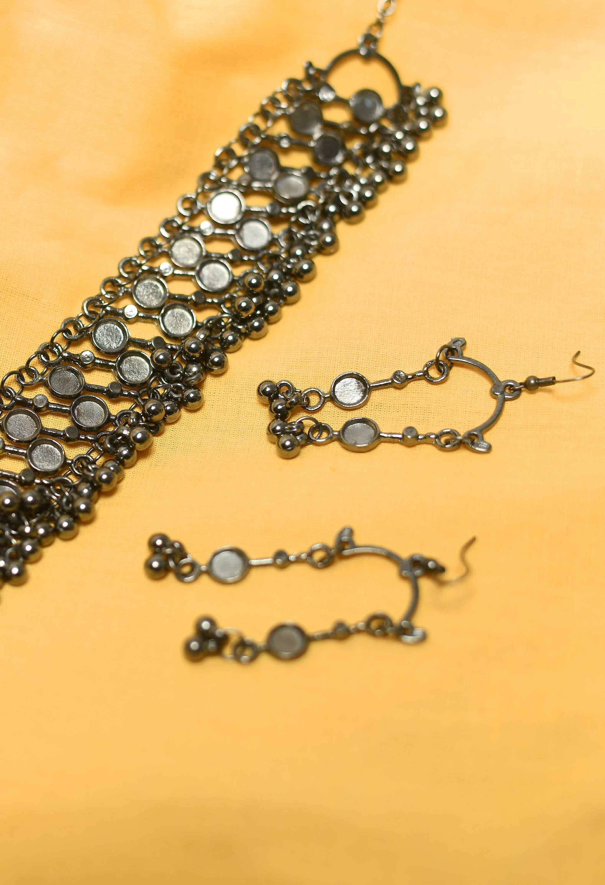 Edgy Black-Plated Brass Statement Choker Necklace