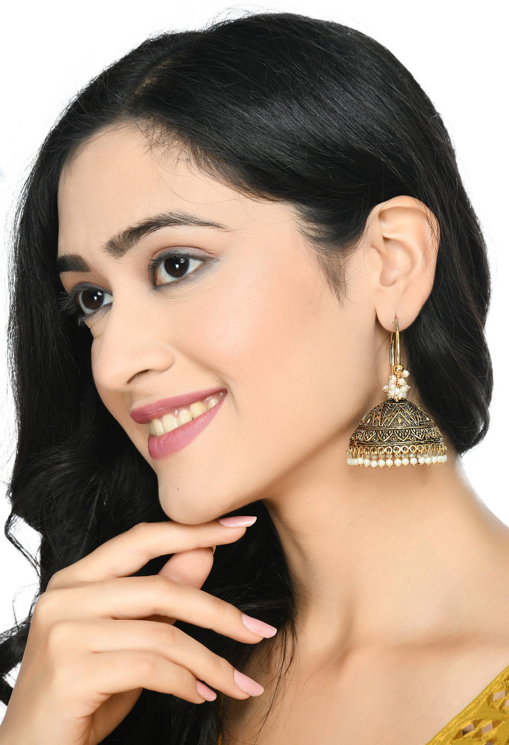 Golden Jhumka Earrings for Kids and Women, Traditional Design