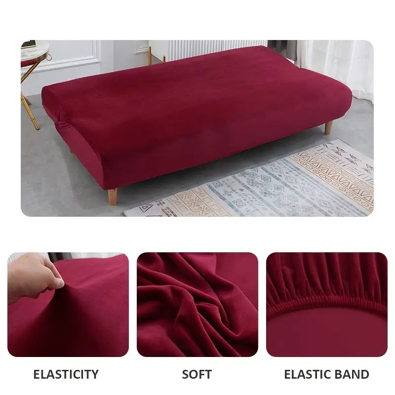 Armless Stretch Sofa Bed Cover for 3 Seater Couch