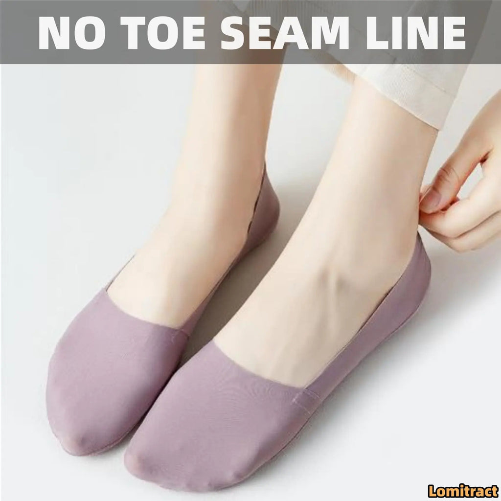 Lomitract Thin No Show Socks (Women 5-12), Made of Ice Silk Surface on the Surface & Cotton on the Bottom 6 Pairs - Value Pack 5-8 C-multicolor-6pairs