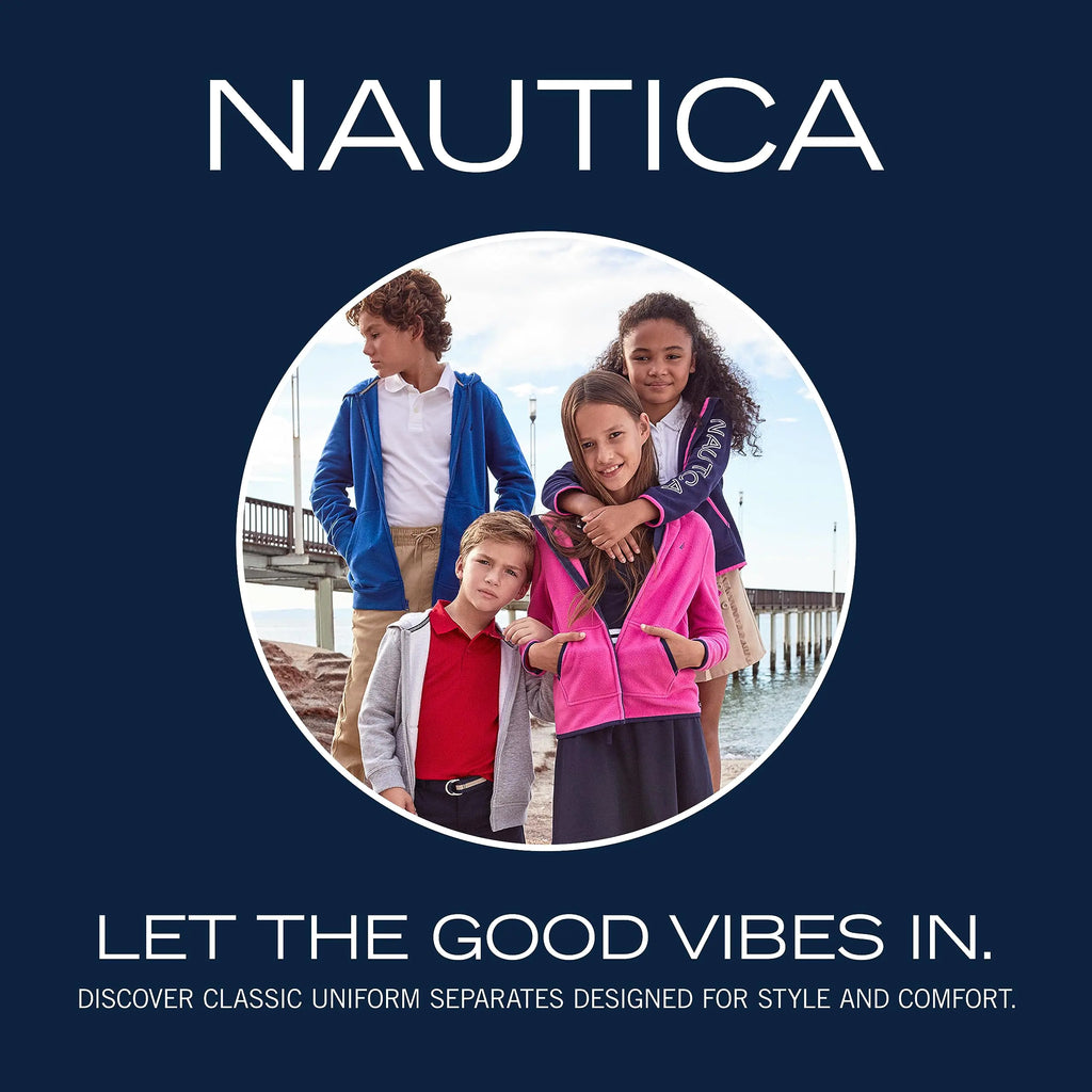 Nautica Boys' School Uniform Long Sleeve Polo Shirt, Button Closure, Comfortable, Breathable Fabric 6 Burgundy