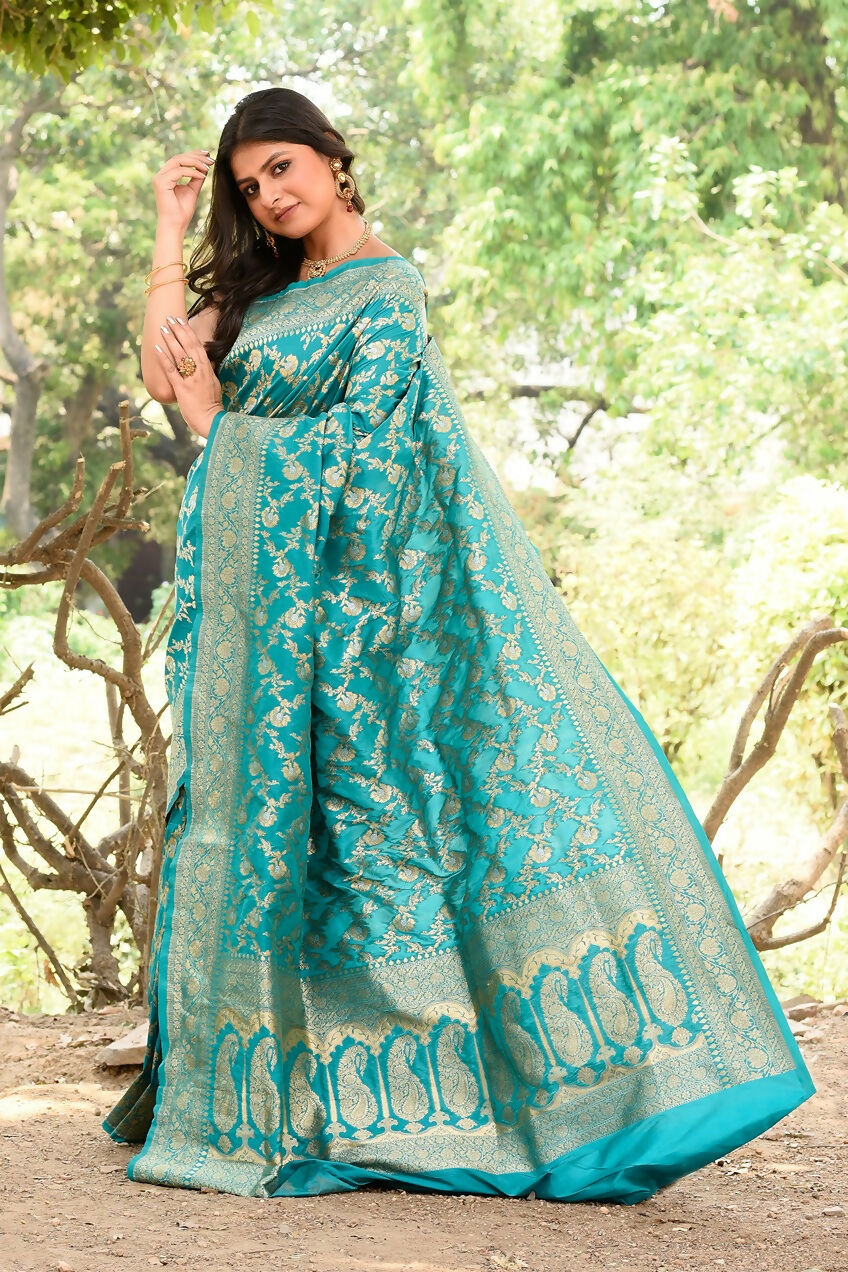 Green Banarasi Soft Pure Handloom Silk Saree