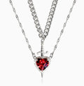 Stainless Steel Gem Necklace with Heart Arrow Design