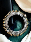 Silver dual-tone brass antique ethnic openable kada bracelet