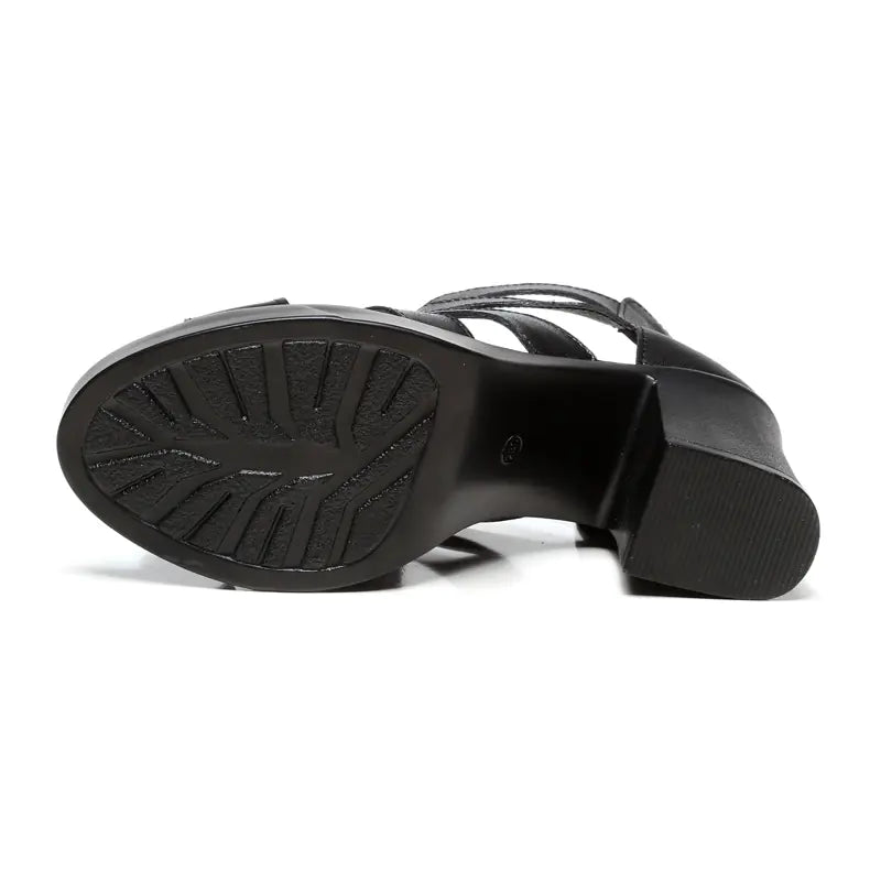 Summer New Hollow Chunky Heel Roman Peep Toe Sandals