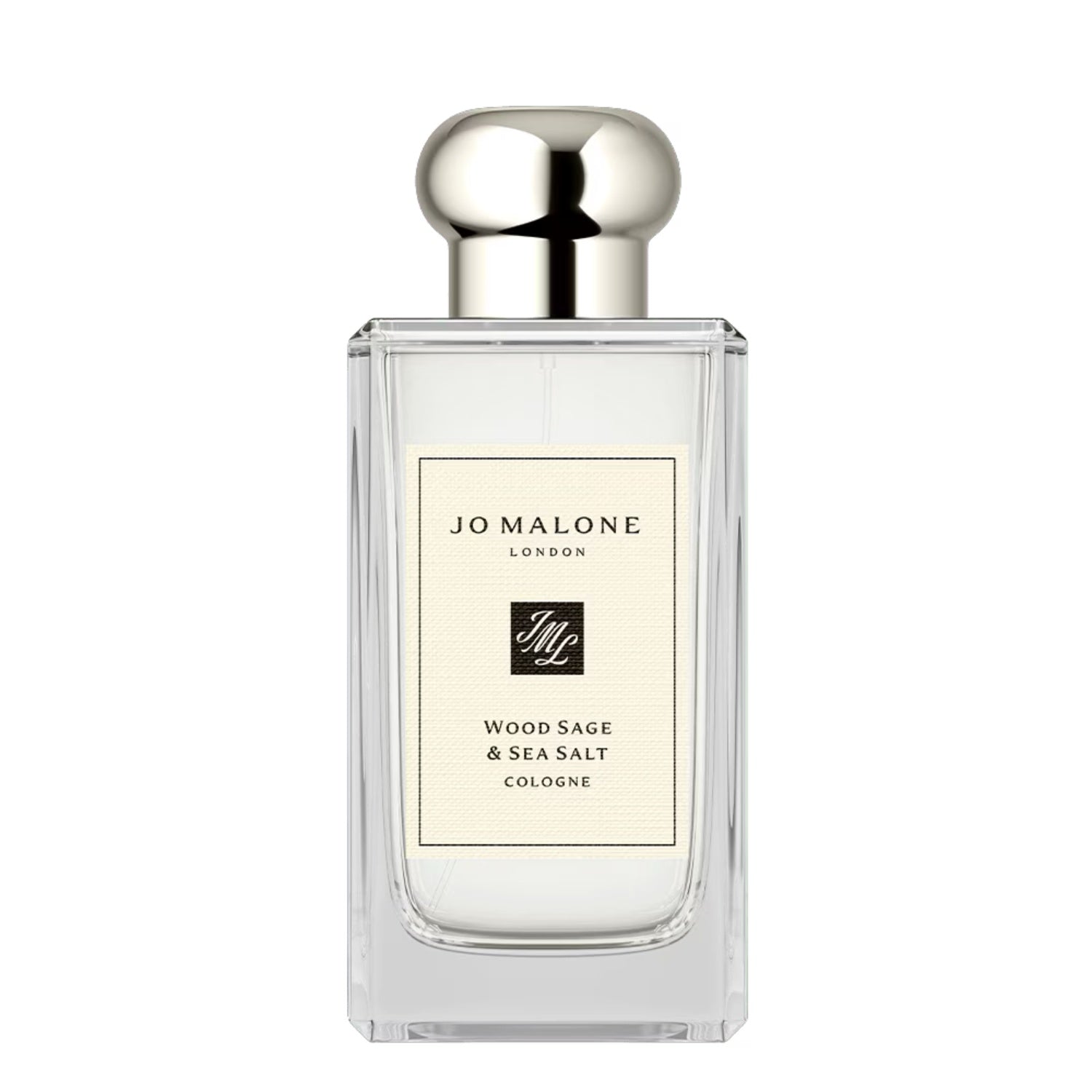 Bottle of Jo Malone London Wood Sage & Sea Salt Cologne on a light background