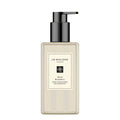 Jo Malone Wild Bluebell Body & Hand Wash 250ml in a clear bottle with black cap on a minimalist background.