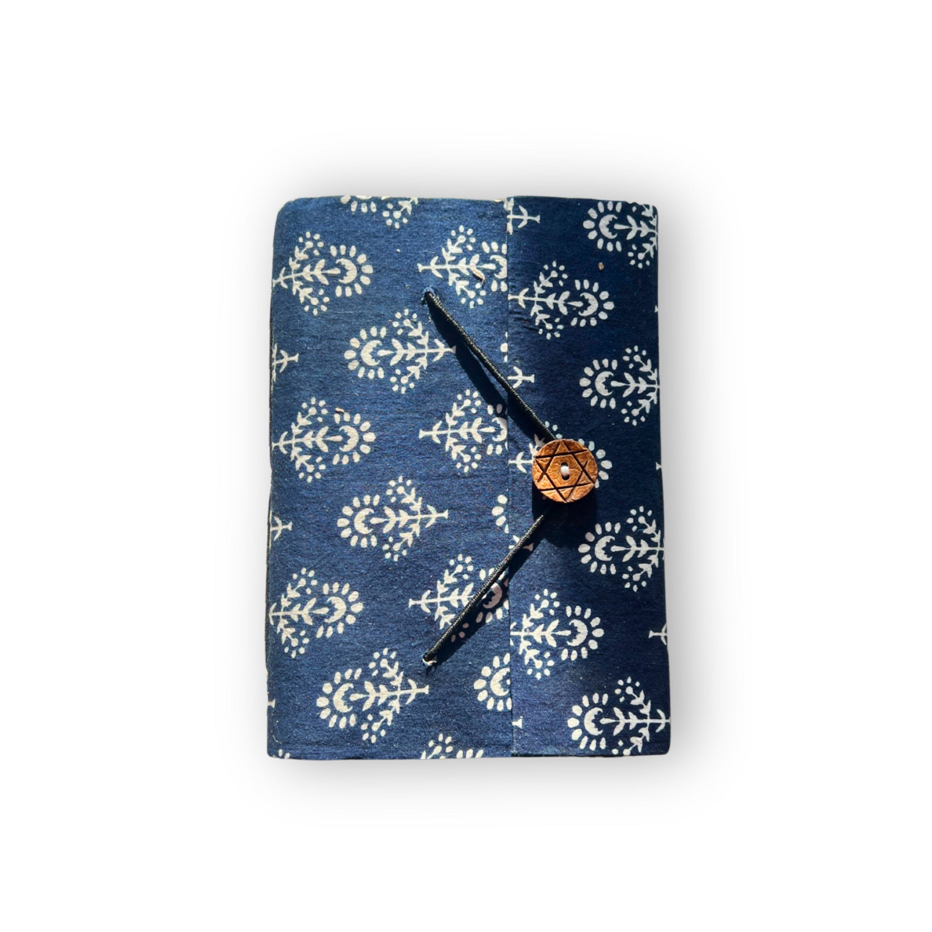Handcrafted A5 journal in Midnight Blue with recycled paper cover