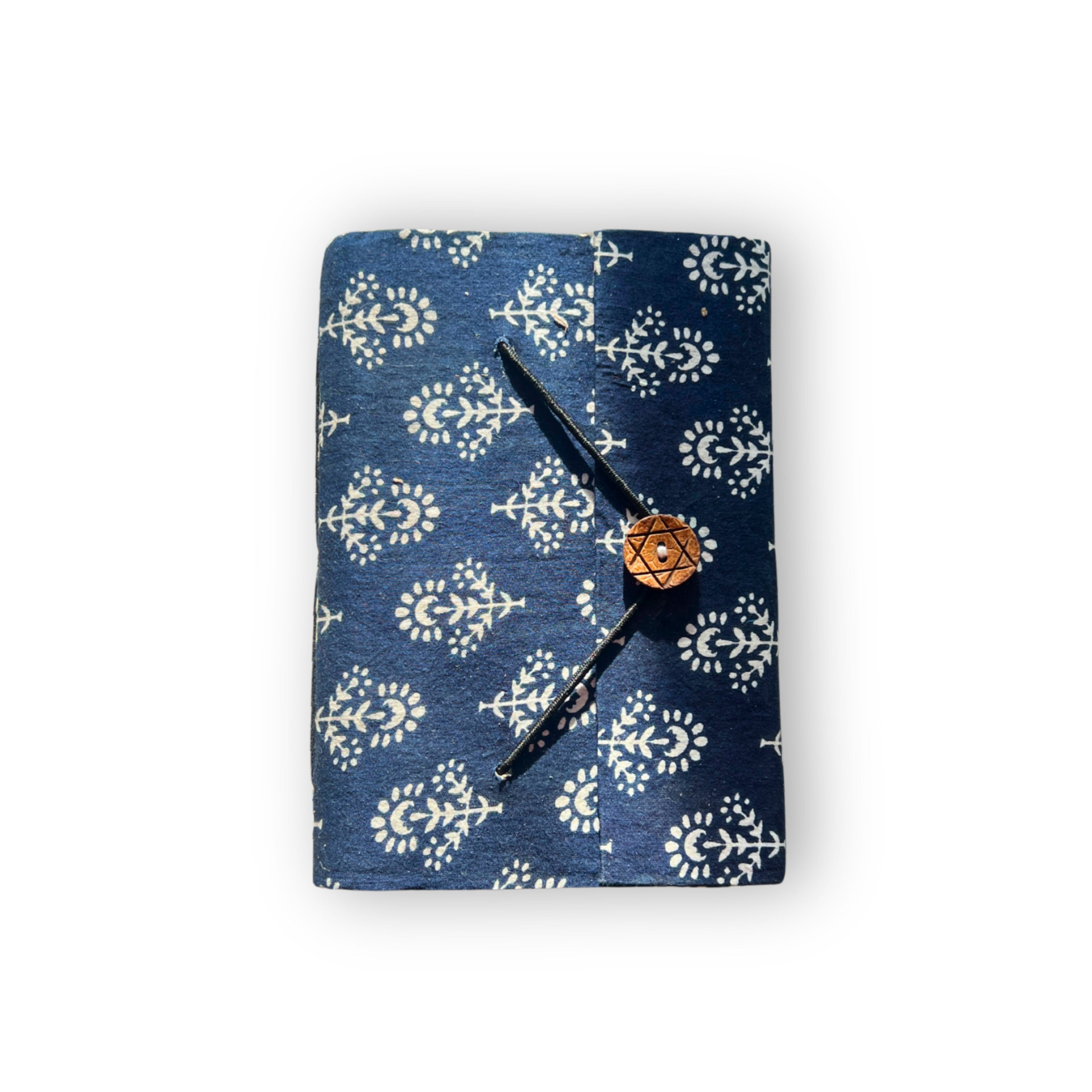 Handcrafted A5 journal in Midnight Blue with recycled paper cover