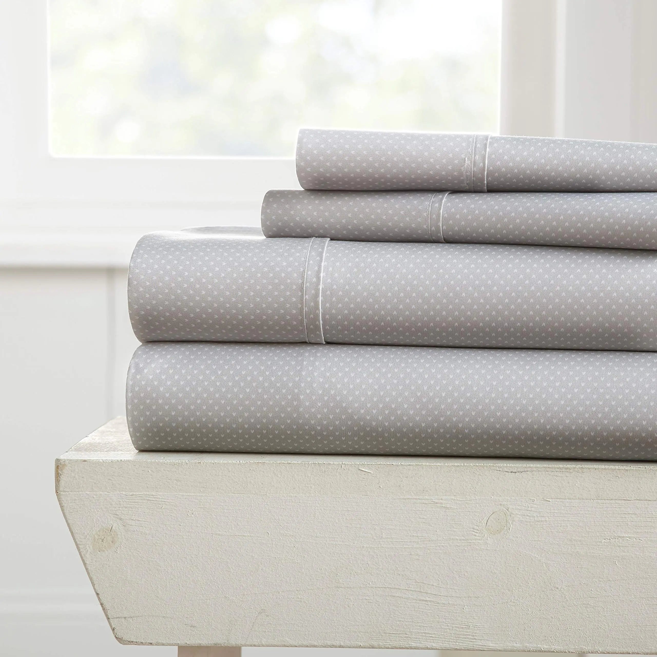 Linen Market 4 Piece King Bedding Sheet Set (Light Gray Hearts) - Sleep Better Than Ever with These Ultra-Soft & Cooling Bed Sheets for Your King Size Bed - Deep Pocket Fits 16" Mattress